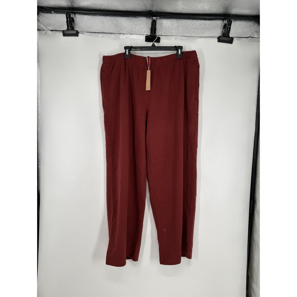 SKIMS Classic Fleece Straight Leg Pants Womens Merlot Baggy Wide Leg Sweatpants